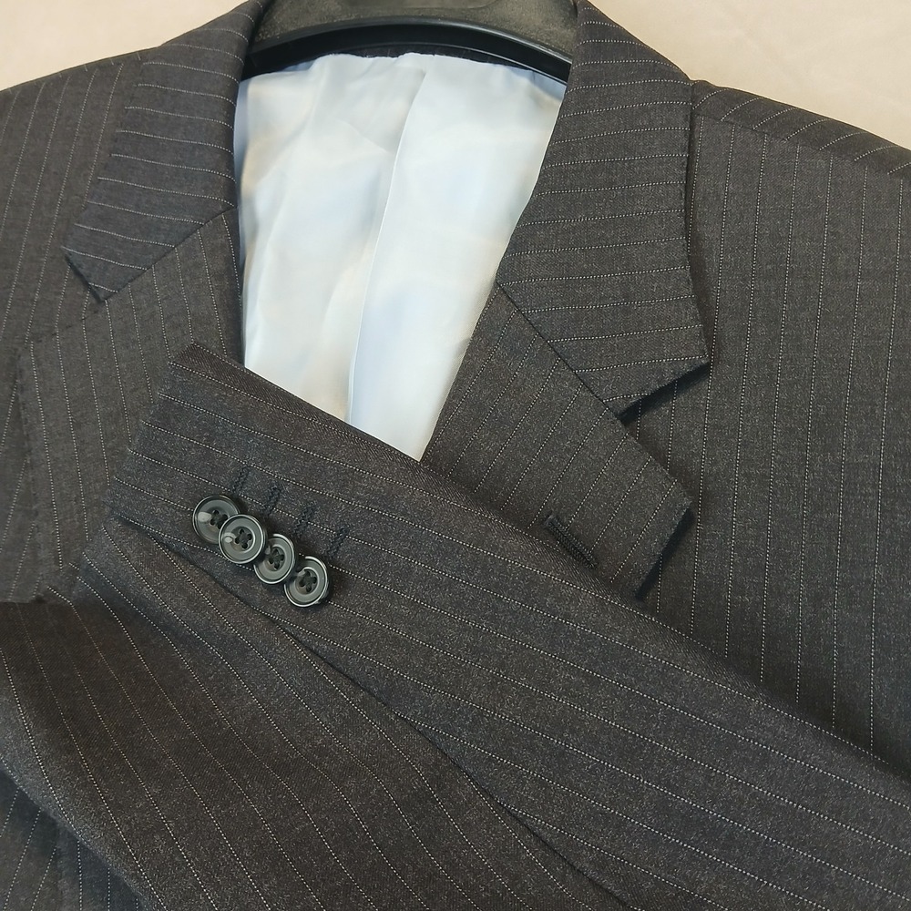 TM Levin 46L Mens Blazer Sport Coat Gray 23x34 Pinstripes
